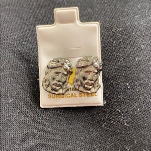 Jesus Christ  Black/Sliver earrings
